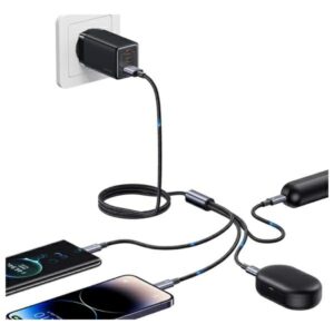 USAMS Kabelis 4in1 2xUSB-C/Lightning/MicroUSB 15W 1.2m Aluminum Alloy Data Kabelis Sufeng Series SJ739US - Image 5