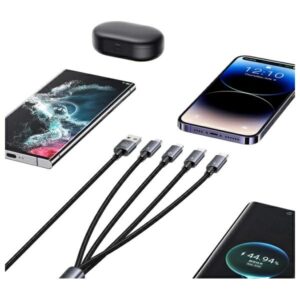 USAMS Kabelis 4in1 2xUSB-C/Lightning/MicroUSB 15W 1.2m Aluminum Alloy Data Kabelis Sufeng Series SJ739US - Image 6