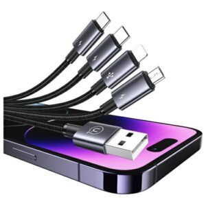 USAMS Kabelis 4in1 2xUSB-C/Lightning/MicroUSB 15W 1.2m Aluminum Alloy Data Kabelis Sufeng Series SJ739US - Image 2