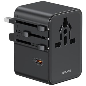 Kelioninis įkroviklis Adapter USAMS CC310 3xUSB-C 70W 4in1 US/AU/EU/UK juodos spalvos - Image 2
