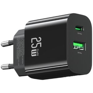 Laidinis įkroviklis USAMS CC315 T65 25W 1xUSB-C 1xUSB-A Fast Charging juodos spalvos - Image 3