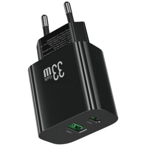 Laidinis įkroviklis USAMS CC317 T65 33W 1xUSB-C 1xUSB-A Fast Charging juodos spalvos - Image 2