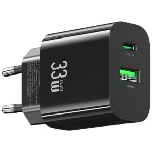 Laidinis įkroviklis USAMS CC317 T65 33W 1xUSB-C 1xUSB-A Fast Charging juodos spalvos - Image 4