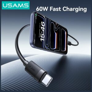 Kabelis USAMS U94 60W USB-C to USB-C 1m juodos spalvos - Image 2