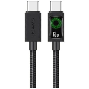 Kabelis USAMS U92 60W USB-C to USB-C 1.2m juodos spalvos