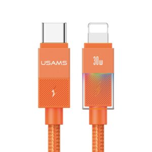 Kabelis USAMS U93 30W USB-C to Lightning 1.2m oranžinės spalvos