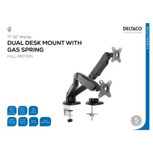 Deltaco ARM-1300 televizoriaus laikiklis 81,3 cm (32") Juoda - Image 2