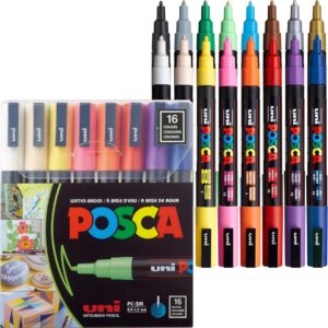 POSCA PC-3M Įvairių spalvų 16 vnt - Image 1