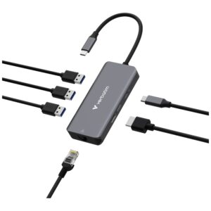 Adapter Hub Verbatim USB-C/HDMI/3xUSB-A 3.2/RJ45 aluminum 32157 - Image 6