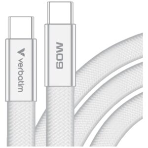 Kabelis Verbatim Sync & Charge SoftTouch USB-C į USB-C 60W PD3.0 120cm baltos spalvos 30274 - Image 2