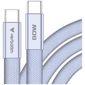 Kabelis Verbatim Sync & Charge SoftTouch USB-C į USB-C 60W PD3.0 120cm violetinės spalvos 30275 - Image 2