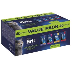 BRIT Premium by Nature Value pack Adult Box - šlapias kačių maistas - 40x100g