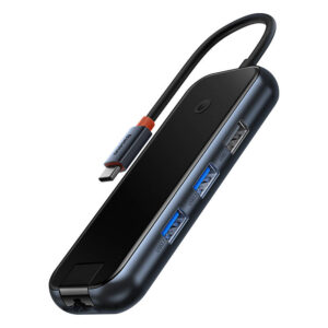 Jungčių stotelė / adapteris USB C kištukas - 2xUSB3.0, USB2.0, HDMI, USB C PD, RJ45 lizdai, pilkas BASEUS - Image 1