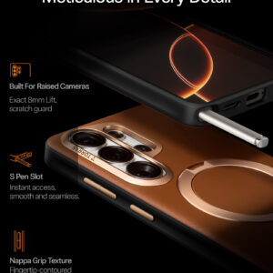 Torras Ostand Q3 VegSkin, amber brown - Samsung Galaxy S26 Ultra - Image 8