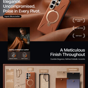 Torras Ostand Q3 VegSkin, amber brown - Samsung Galaxy S26 Ultra - Image 10