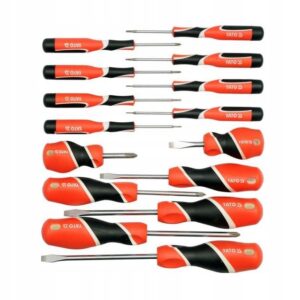 YATO ATSUKTUVŲ RINKINYS 15 vnt. 25981 S2 58 HRC, PLOKŠČIŲ/KRYŽMINIŲ/TORX.