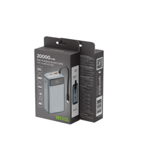 Gembird PB20-PD65-LCD-01 Greito įkrovimo išorinė baterija su integruotais laidais, 65 W, 20000 mAh, juoda - Image 3