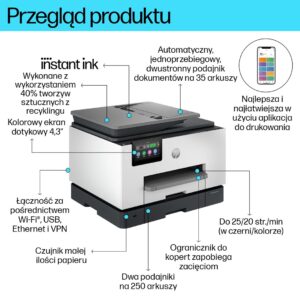 HP OfficeJet Pro Wireless All-in-One Color Spausdintuvas, Instant Ink; Two-sided printing - Image 2