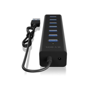 ICY BOX IB-HUB1700-U3 USB 3.2 Gen 1 (3.1 Gen 1) Type-A 5000 Mbit/ai Juoda - Image 3