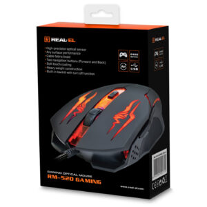 Žaidimų pelė REAL-EL RM-520 Gaming, juodos spalvos - Image 6