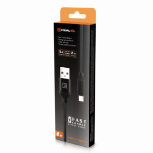 Laidas REAL-EL Premium USB A - C tipo, audinio, juodos spalvos, 2 m, tekstilinis - Image 6