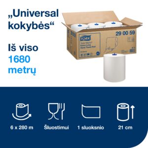 Popieriniai rankšluosčiai Tork Soft Universal H1 (290059), 1sluoksnis, baltos spalvos, 280m, 1142 lapeliai - Image 3
