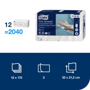 Servetėlės Tork Xpress Soft Multifold H2 (100888) 2 sluoksniai, 170 lapelių, baltos spalvos - Image 2