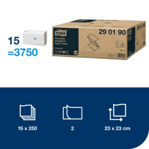 Servetėlės Tork Flushable Singlefold Advanced H3 (290190), 2 sluoksniai, baltos spalvos, 250 lapelių - Image 2