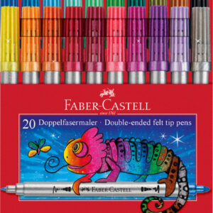 Flomasteriai Faber-Castell, 20 spalvų, dvipusiai, blizgučiai