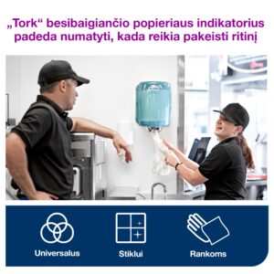 Popieriniai rankšluosčiai Tork Wiper Advanced Centerfeed M2 (151131,) 1 sluoksnis, baltos spalvos, 275 m - Image 4