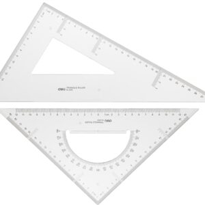 Liniuočių rinkinys DELI SET SQUARE, 2 vnt., skaidrios