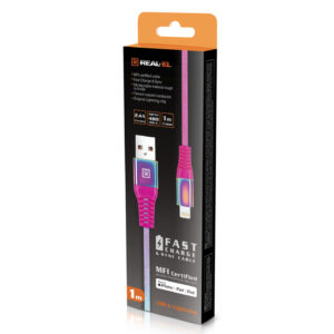 Laidas REAL-EL MFI USB A - Lightning Rainbow 1m, vaivorykštės spalvos - Image 10