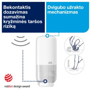 Laikiklis muilo putoms Tork S4 (561600), 1l, sensorinis, baltos spalvos, plastikinis - Image 2