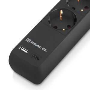 Prailgintuvas REAL-EL RS-PROTECT 605 juodos spalvos 3m, su apsauga nuo viršįtampių - Image 5