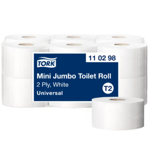 Tualetinis popierius Tork Universal Jumbo Mini T2, baltos spalvos, 110298, 2 sluoksniai, 150 m