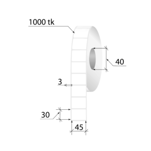 Terminės etiketės TOP 45x30mm 1000 vnt.