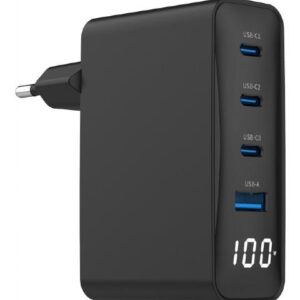 CHARGER USB 100W 4PORT GAN/TA-UC-PDQC100LCD-01-BK GEMBIRD
