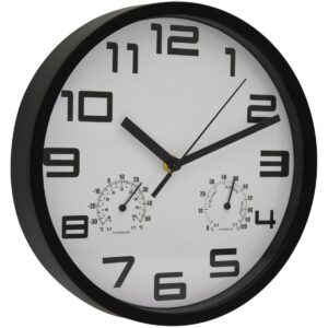 SIENINIS LAIKRODIS 25CM SU TERMOMETRU BALTAS 1060514
