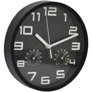SIENINIS LAIKRODIS 25CM SU TERMOMETRU JUODAS 1060521