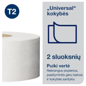 Tualetinis popierius Tork Universal Jumbo Mini T2, baltos spalvos, 110298, 2 sluoksniai, 150 m - Image 3