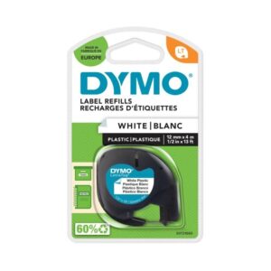 Etikečių juostelė Dymo LetraTag 12mm x 4m,plastikinė, baltos spalvos, 91221