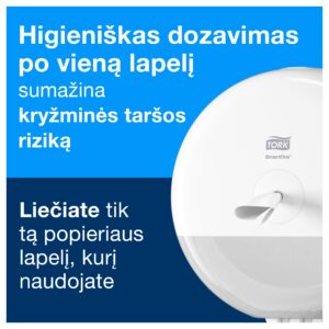 Laikiklis tualetiniam popieriui Tork Smart One Mini T9 (681000), baltos spalvos, plastikinis - Image 6