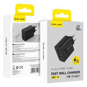 Blavec laidinis įkroviklis BC-11 GaN - USB + 2xTyp C - QC PD 65W 3A (TCBC11G-U2CB653A) juodos spalvos - Image 6
