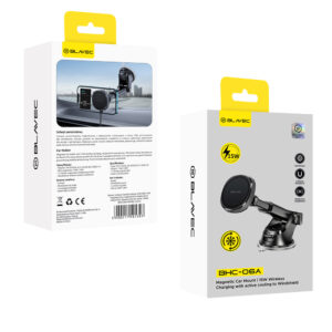 Blavec automobilinis telefono laikiklis BHC-06A 15W magnetinis su belaidžiu įkrovimu ir aktyviu aušinimu BHC06A-MWIB) juodos spalvos - Image 8