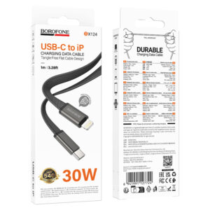 Borofone Kabel BX124 Peace - Typ C į Lighting - PD 30W 1 m. juodos spalvos - Image 8