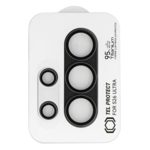Grūdintas stiklas Tel Protect 95% AR+AF Full Metal Camera Protector į aparat skirtas Samsung Galaxy S26 Ultra juoda (island) - Image 2