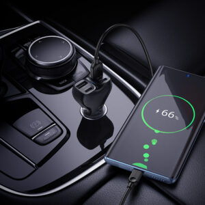 Borofone automobilinis įkroviklis BZ35 Leader - 2 x Typ C + 2 x USB - PD 30W juodos spalvos - Image 6