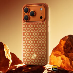 Benks Dėklas Magnetic Armor Pro Armor Grid Kevlar Metal Frame 600D (C.K.FL.AP.GD.F069) skirta Apple iPhone 17 Pro oranžinės spalvoa - Image 6