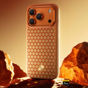 Benks Dėklas Magnetic Armor Pro Armor Grid Kevlar Metal Frame 600D (C.K.FL.AP.GD.F070) skirta Apple iPhone 17 Pro Max oranžinės spalvos - Image 6
