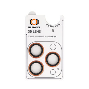 Apsauginis stiklas Tel Protect 3D Lens na aparat skirtas Iphone 17 Pro/17 Pro Max pomarańczowe (objektyvui 3 vnt) - Image 2